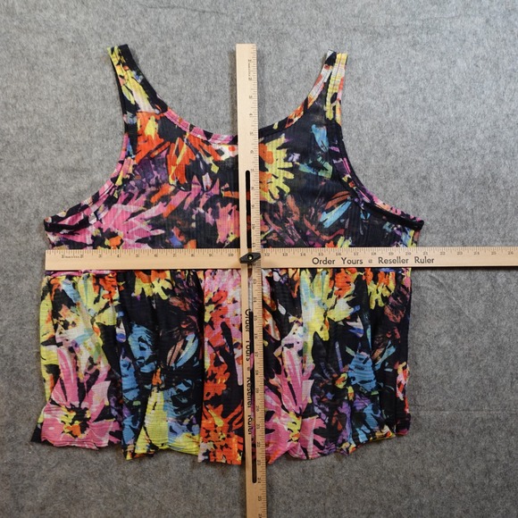 Free People Top Womens Small Multicolor Scoop Neck Paint Splatter Drapey Flowy - Picture 6 of 9